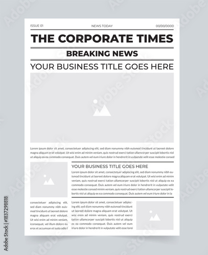 Corporate Newspaper Front Page Template – Professional Breaking News Layout