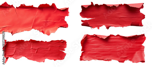 Wallpaper Mural Red torn paper pieces with rough ripped edges isolated on a transparent background Torontodigital.ca