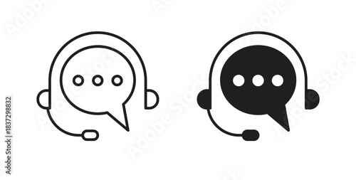Customer service icons in filled, thin line, outline and strokes