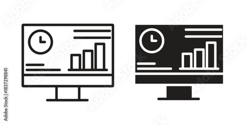 Dashboard icons in filled, thin line, outline and strokes