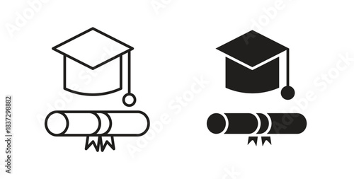 Degree icons in filled, thin line, outline and strokes