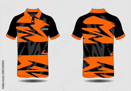 Stylish Orange Black Polo Shirt Design for Sports and Casual Wear