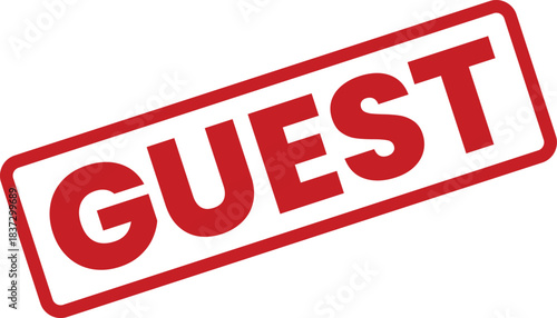 Red Guest Stamp Illustration: Welcoming Visitors and Events with a Bold, Modern Design for Invitations, Signage, and Promotional Materials