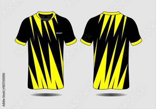 Dynamic Black and Yellow Sport T-Shirt Design for Athletic Performance and Style