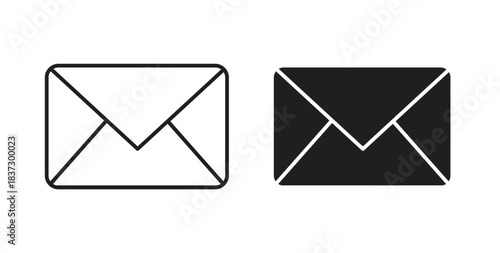 Email icons in filled, thin line, outline and strokes