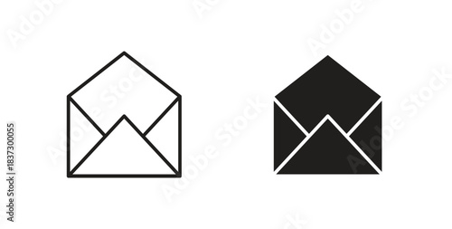 Envelope icons in filled, thin line, outline and strokes