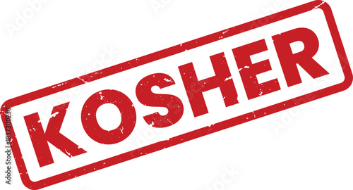 Kosher Certified Stamp: Red Grunge Rubber Stamp for Food Packaging, Restaurant Menus, and Product Labels - Authenticity and Quality Assurance