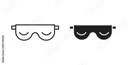 Eye mask icons in filled, thin line, outline and strokes