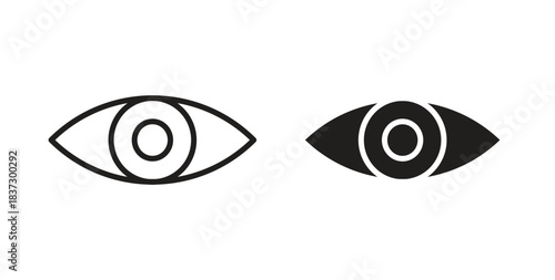 Eye icons in filled, thin line, outline and strokes
