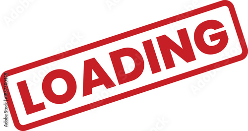 Red Loading Stamp on White Background for Website Design and UX Concepts. Progress Indicator, System Update, Data Transfer, and Digital Wait States.