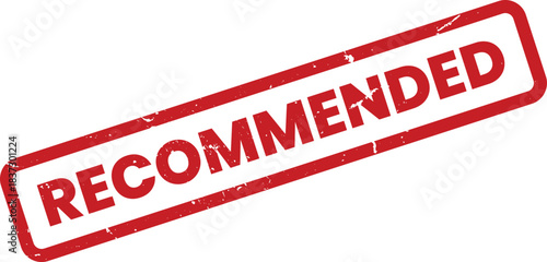 Grunge Red Recommended Stamp Vector - Perfect for Product Endorsements, Quality Assurance, and Business Promotions. Boost Credibility and Trust!