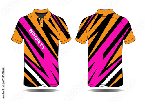 Colorful Sporty Polo Shirt Design with Bold Stripes and Vivid Colors for Active Wear