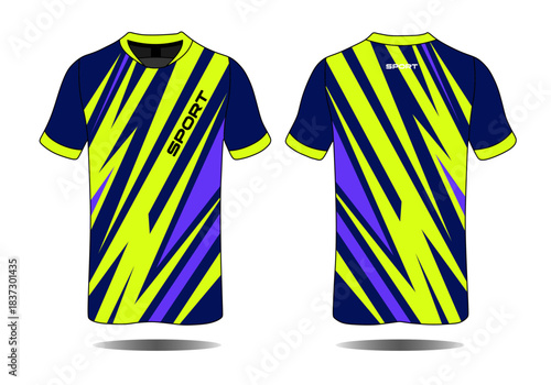 Bright Athletic Shirt Design with Bold Stripes and Sporty Aesthetic Appeal