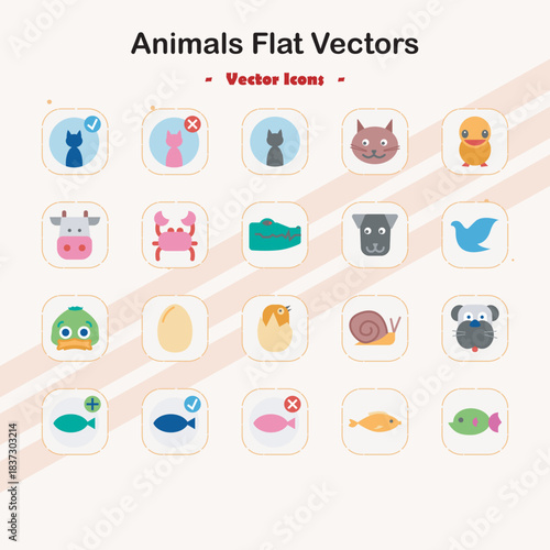 Colorful illustrations of various domestic and wild animals