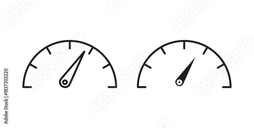 Speedometer icons set isolated on white background flat vector illustration.