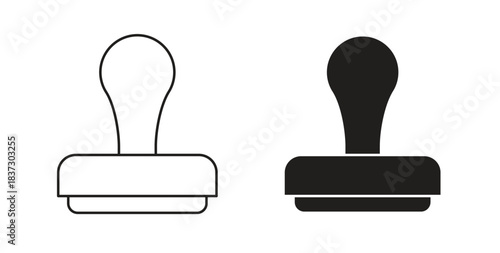 Stamp icons set isolated on white background flat vector illustration.