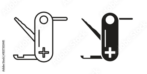 Swiss Knife icons set isolated on white background flat vector illustration.