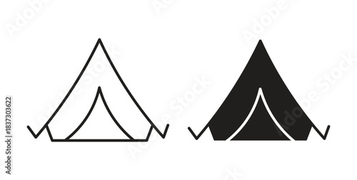 Tent icons set isolated on white background flat vector illustration.