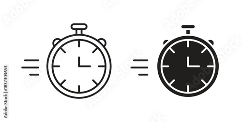 Time fast icons set isolated on white background flat vector illustration.