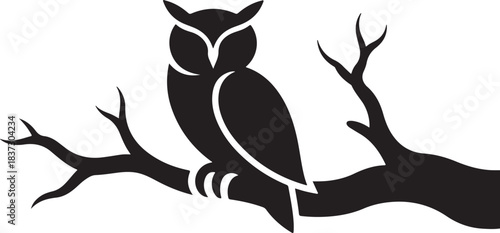 Mystical Owl on Branch Silhouette Vector – Perfect for Halloween, Witchy Brands, Logos, Tattoos & Nature Designs.