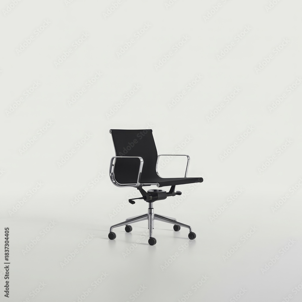 Obraz premium Black fabric office chair chrome arms swivel chair