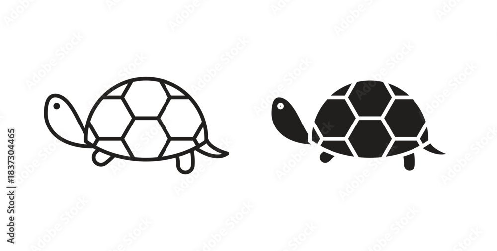 Fototapeta premium Tortoise icons set isolated on white background flat vector illustration.