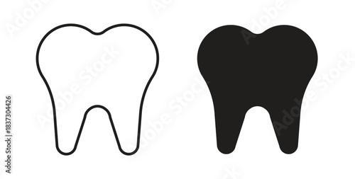 Tooth icons set isolated on white background flat vector illustration.