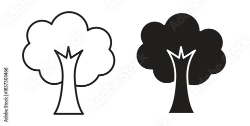 Tree icons set isolated on white background flat vector illustration.