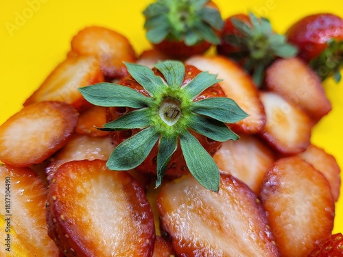 Sweet portion of tasty strawberries for lunch break