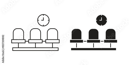 Waiting Room icons set isolated on white background flat vector illustration.