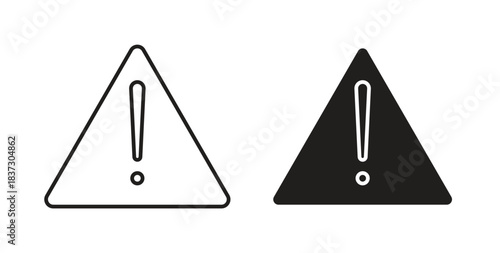 Warning icons set isolated on white background flat vector illustration.