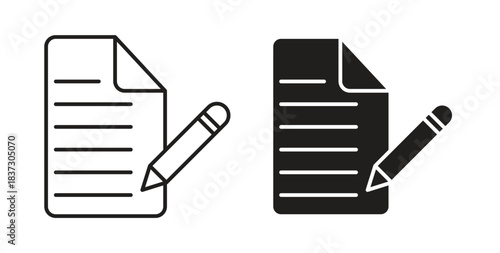 Writing icons set isolated on white background flat vector illustration.