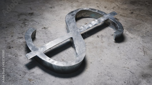 Metal Ampersand on Concrete Floor