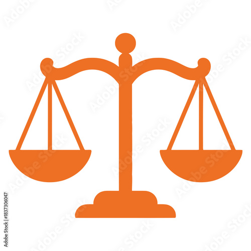 An orange silhouette of a balance scale representing justice and equality.