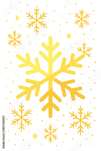 A shimmering gold backdrop with delicate snowflakes drifting softly, illuminated by a gentle glow, evokes a luxurious holiday atmosphere