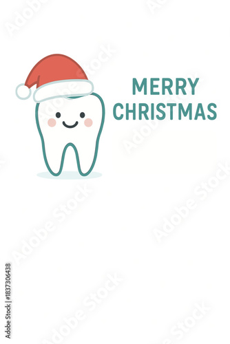 Christmas dental banner featuring a smiling tooth and a text area on a pastel blue background