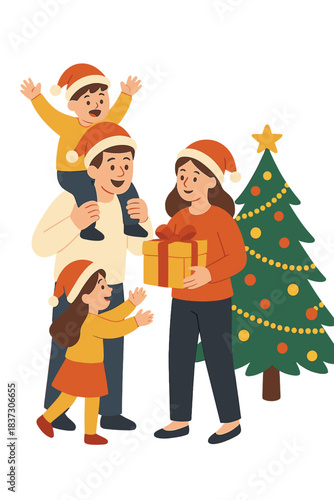 Joyful family moments during winter holidays, Christmas, and the New Year concept