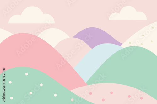 Cute pastel hills pattern background simple vector illustration