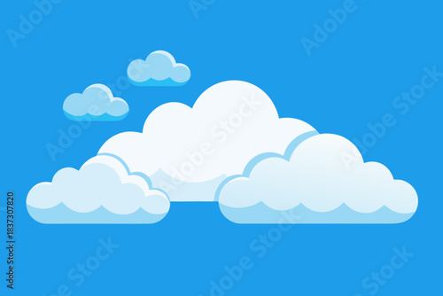 Flat cloud formations cartoon background simple vector illustration