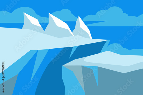 Simple glacier cliffs cartoon background simple vector illustration