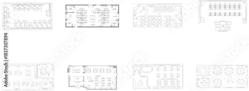 Office Floor Plan Layouts With Desks And Seating Arrangements