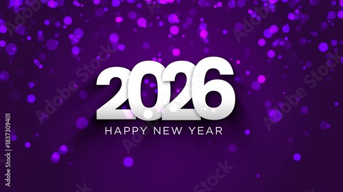 happy new year 2026 animation with bokeh overlay background 
