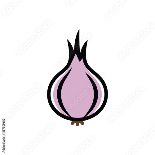 Purple Onion Bulb Illustration: Minimalist Vegetable Garden Icon