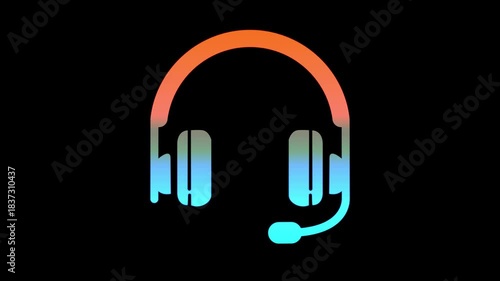 Microphone and Headset Audio Support Icon. Digital audio design featuring microphone, speaker, headphones, communication, and modern multimedia technology.