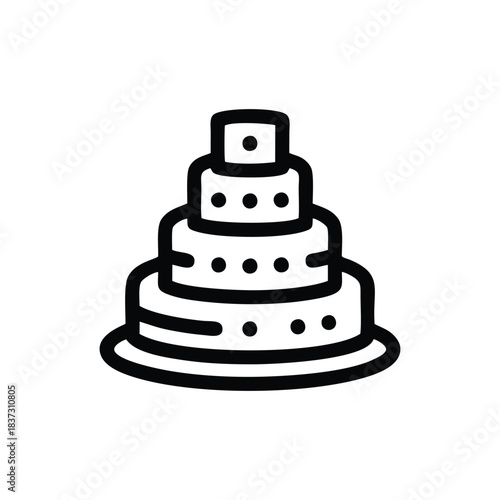 Four-Tiered Wedding Cake Icon - Minimalist Celebration Dessert Illustration