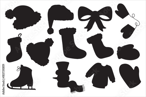 Winter Season Silhouette Icon Collection