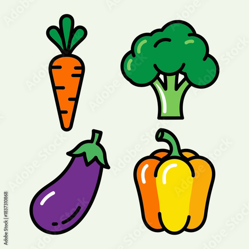 set of fresh vegetables