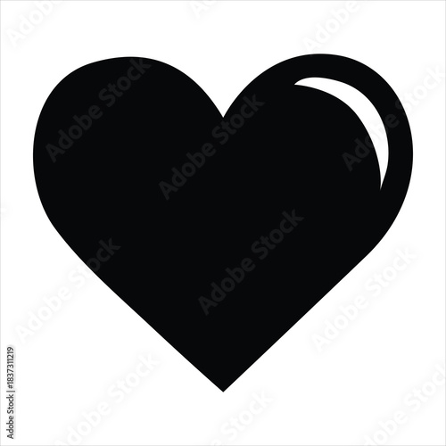 Heart vector design with black silhouette and white background.