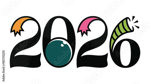 Celebration of the New Year 2026: An eye-catching graphic with the numbers of a future year, designed to capture the festive mood for various celebratory events.