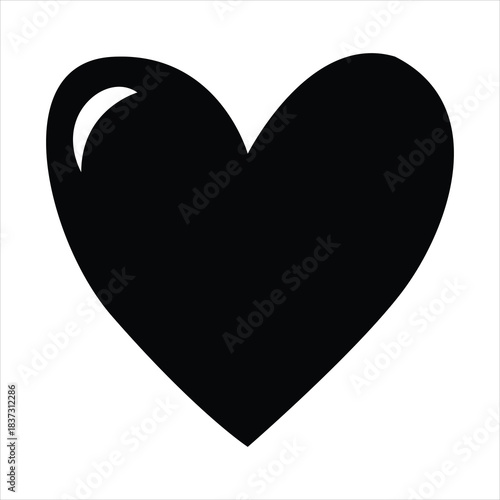 Heart vector design with black silhouette and white background.